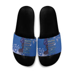 African Women Slide Sandals Black Beautiful Brave and Bressed - Blue Color