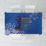 African Women Black Beautiful Brave and Bressed - Blue Color Tablecloth - African Pride
