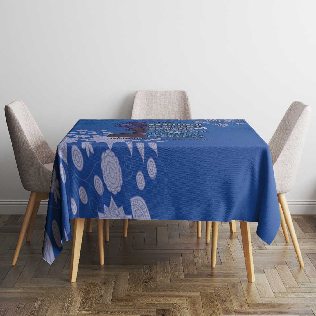 African Women Black Beautiful Brave and Bressed - Blue Color Tablecloth - African Pride