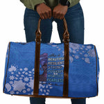 African Women Travel Bag Black Beautiful Brave and Bressed - Blue Color