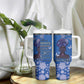 African Women Black Beautiful Brave and Bressed - Blue Color Tumbler With Handle - African Pride
