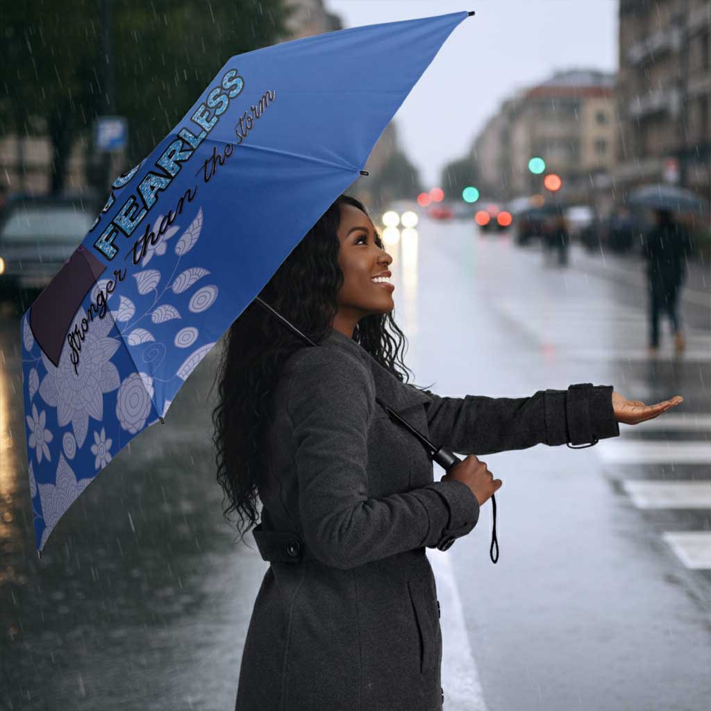 African Women Umbrella Black Beautiful Brave and Bressed - Blue Color