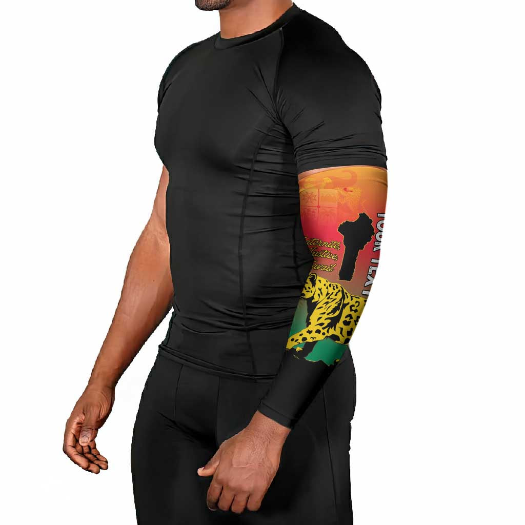 Personalized Benin National Day Arm Sleeves Leopard With Coat Of Arms