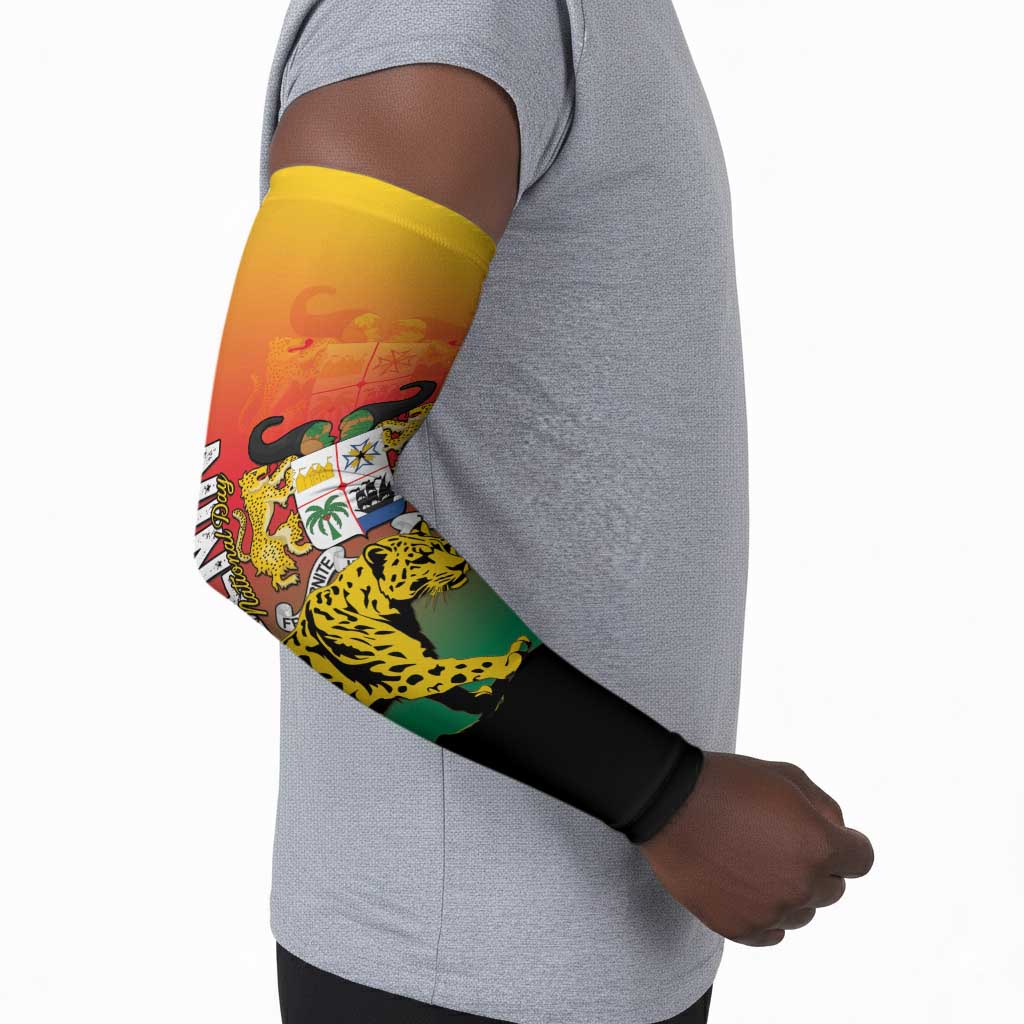 Personalized Benin National Day Arm Sleeves Leopard With Coat Of Arms