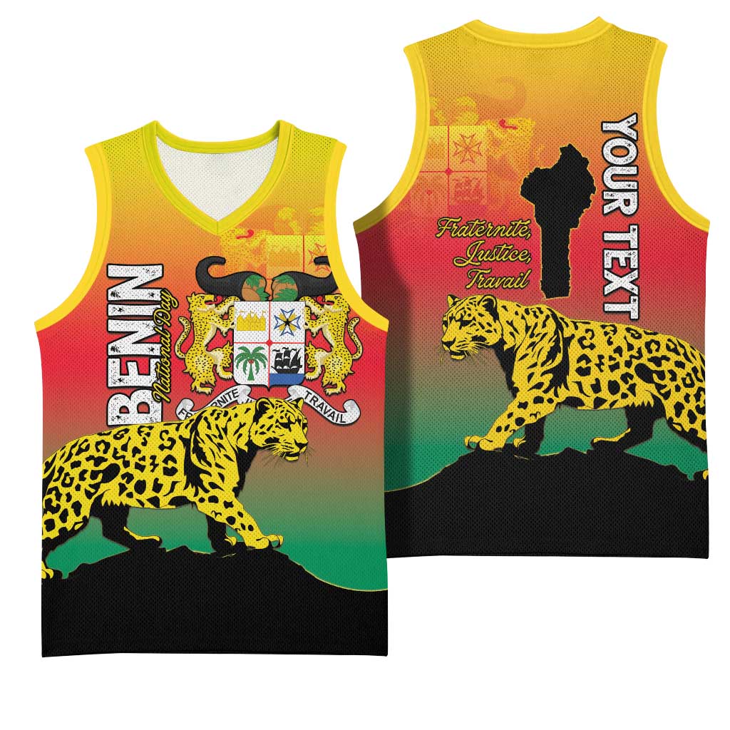 Personalized Benin National Day Basketball Jersey Leopard With Coat Of Arms LT15