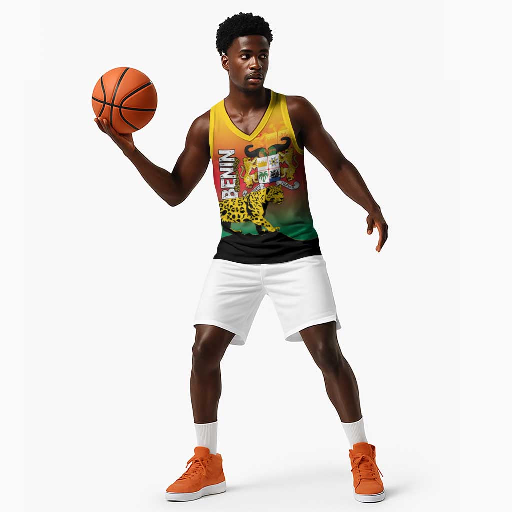 Personalized Benin National Day Basketball Jersey Leopard With Coat Of Arms LT15
