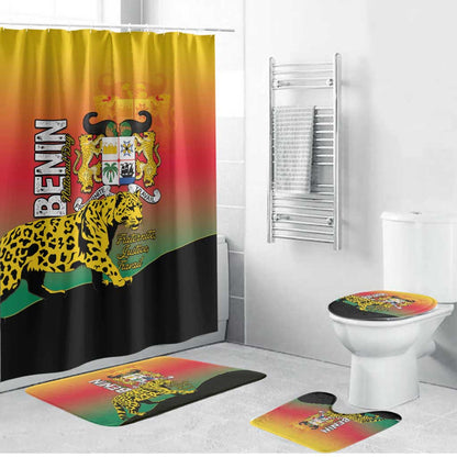 Benin National Day Bathroom Set Leopard With Coat Of Arms