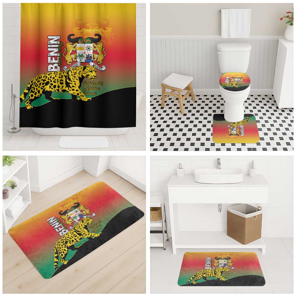 Benin National Day Bathroom Set Leopard With Coat Of Arms