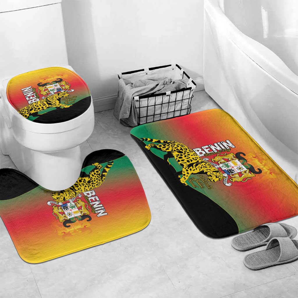 Benin National Day Bathroom Set Leopard With Coat Of Arms