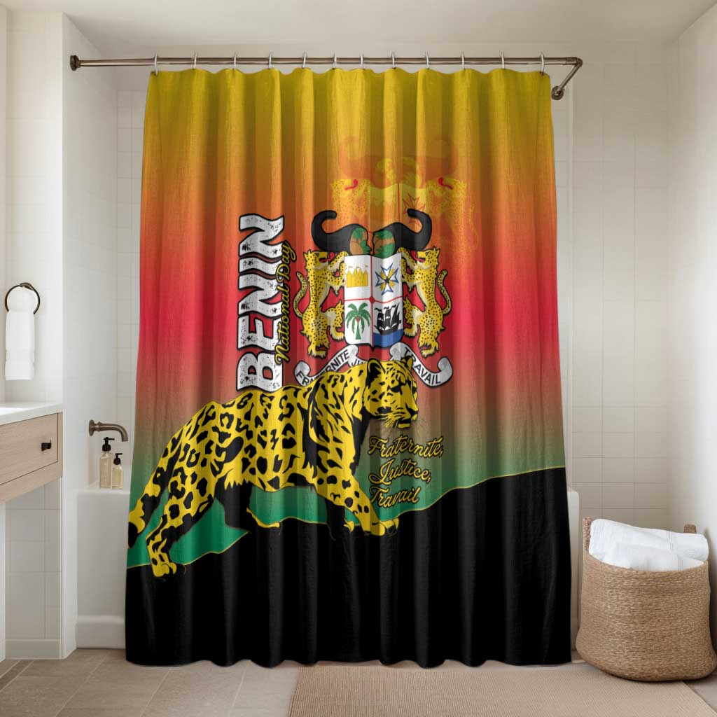 Benin National Day Bathroom Set Leopard With Coat Of Arms