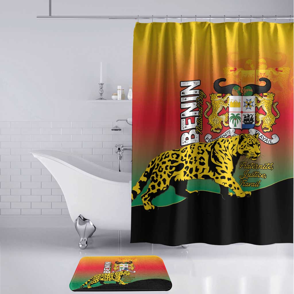 Benin National Day Bathroom Set Leopard With Coat Of Arms