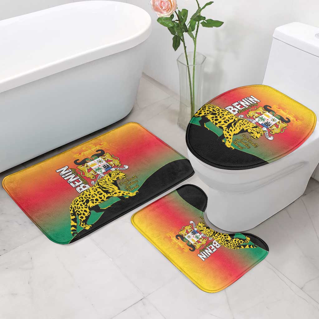 Benin National Day Bathroom Set Leopard With Coat Of Arms
