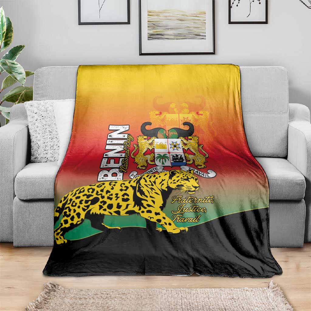 Benin National Day Blanket Leopard With Coat Of Arms - African Pride