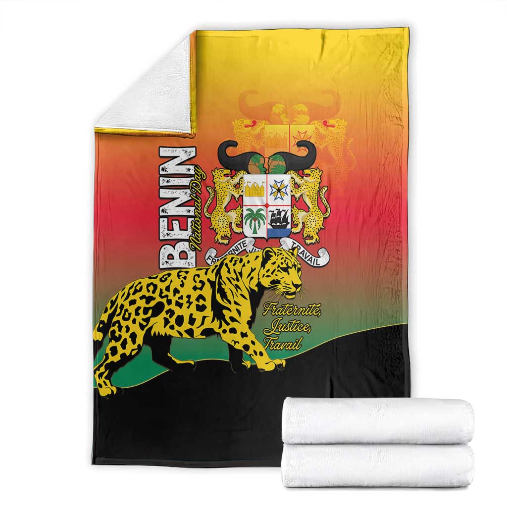 Benin National Day Blanket Leopard With Coat Of Arms - African Pride