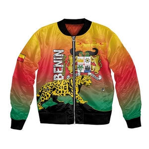 Personalized Benin National Day Bomber Jacket Leopard With Coat Of Arms - African Pride