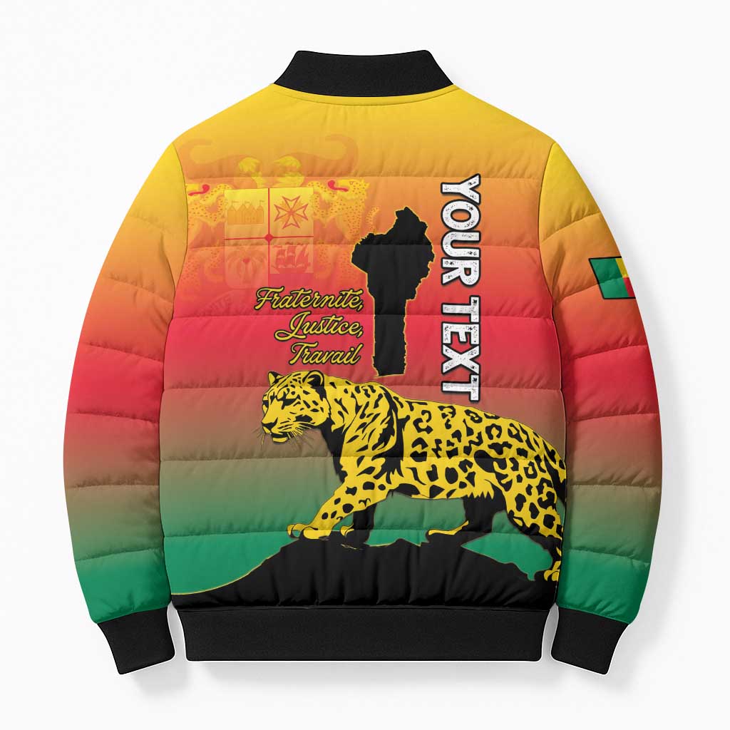 Personalized Benin National Day Bomber Puffer Jacket Leopard With Coat Of Arms