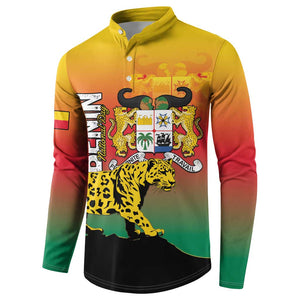 Personalized Benin National Day Button Sweatshirt Leopard With Coat Of Arms