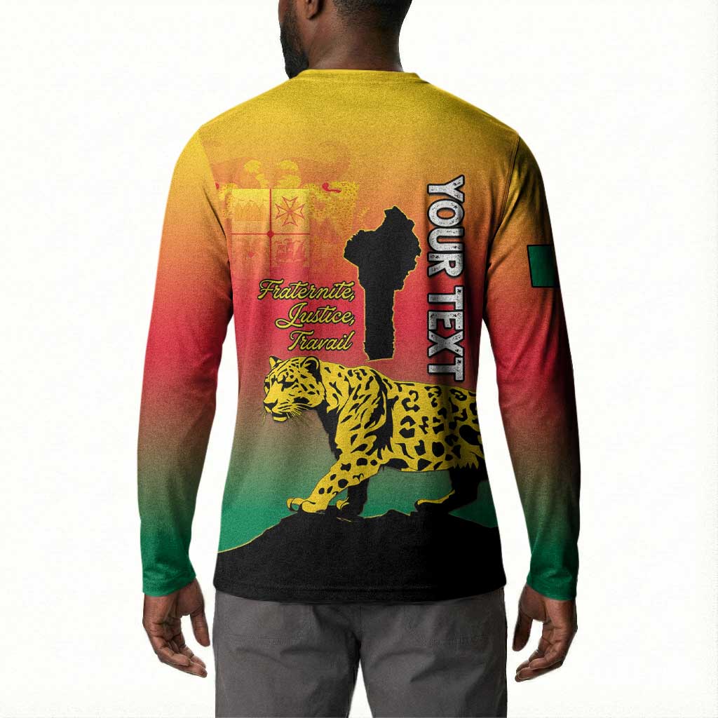 Personalized Benin National Day Button Sweatshirt Leopard With Coat Of Arms