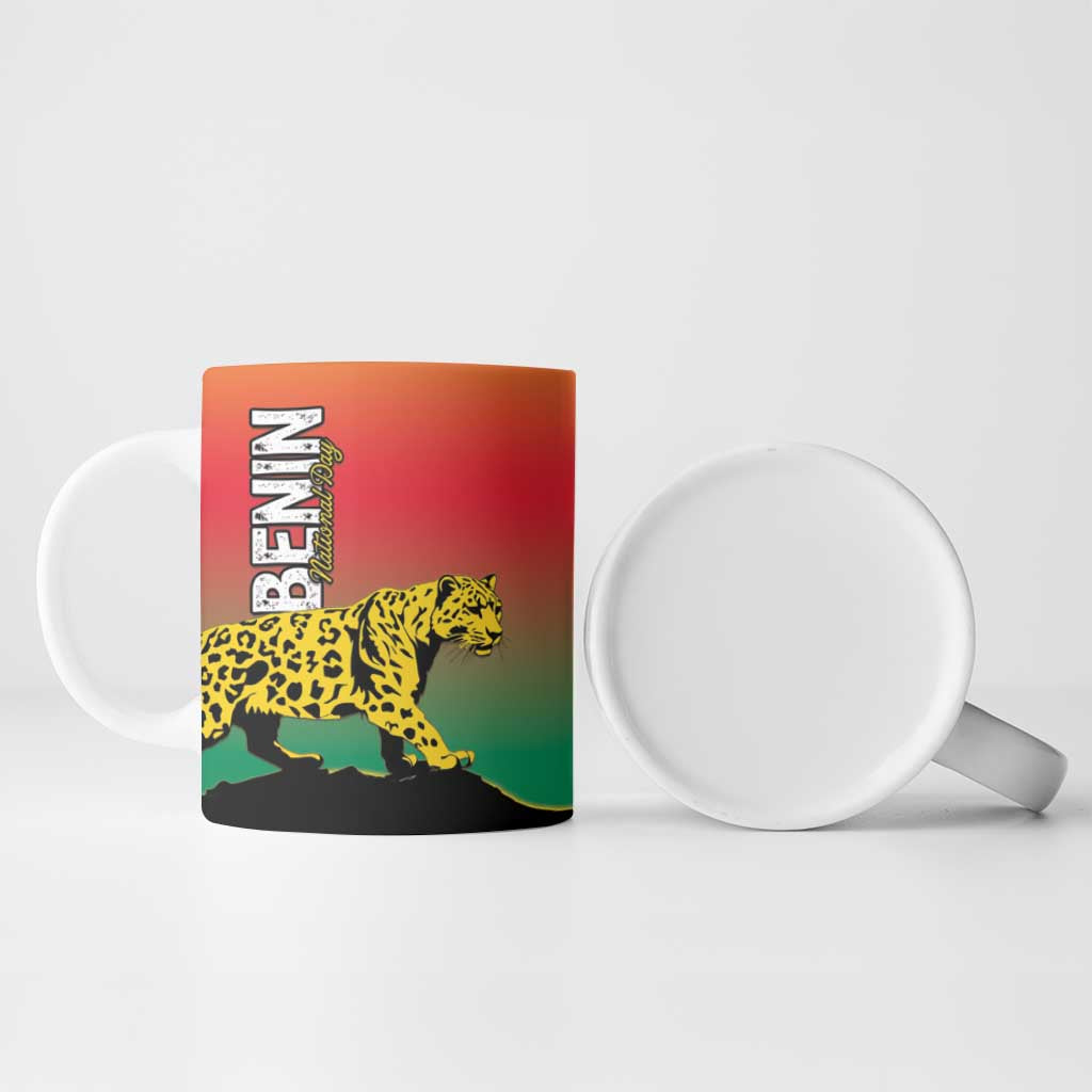 Personalized Benin National Day Ceramic Mug Leopard With Coat Of Arms