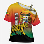 Personalized Benin National Day Cross Shoulder Shirt Leopard With Coat Of Arms