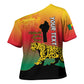 Personalized Benin National Day Cross Shoulder Shirt Leopard With Coat Of Arms