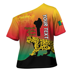 Personalized Benin National Day Cross Shoulder Shirt Leopard With Coat Of Arms