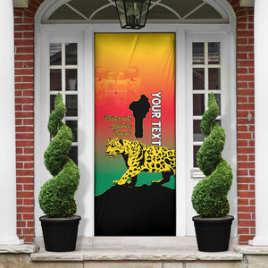 Personalized Benin National Day Door Cover Leopard With Coat Of Arms