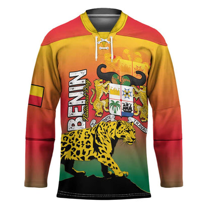 Personalized Benin National Day Hockey Jersey Leopard With Coat Of Arms