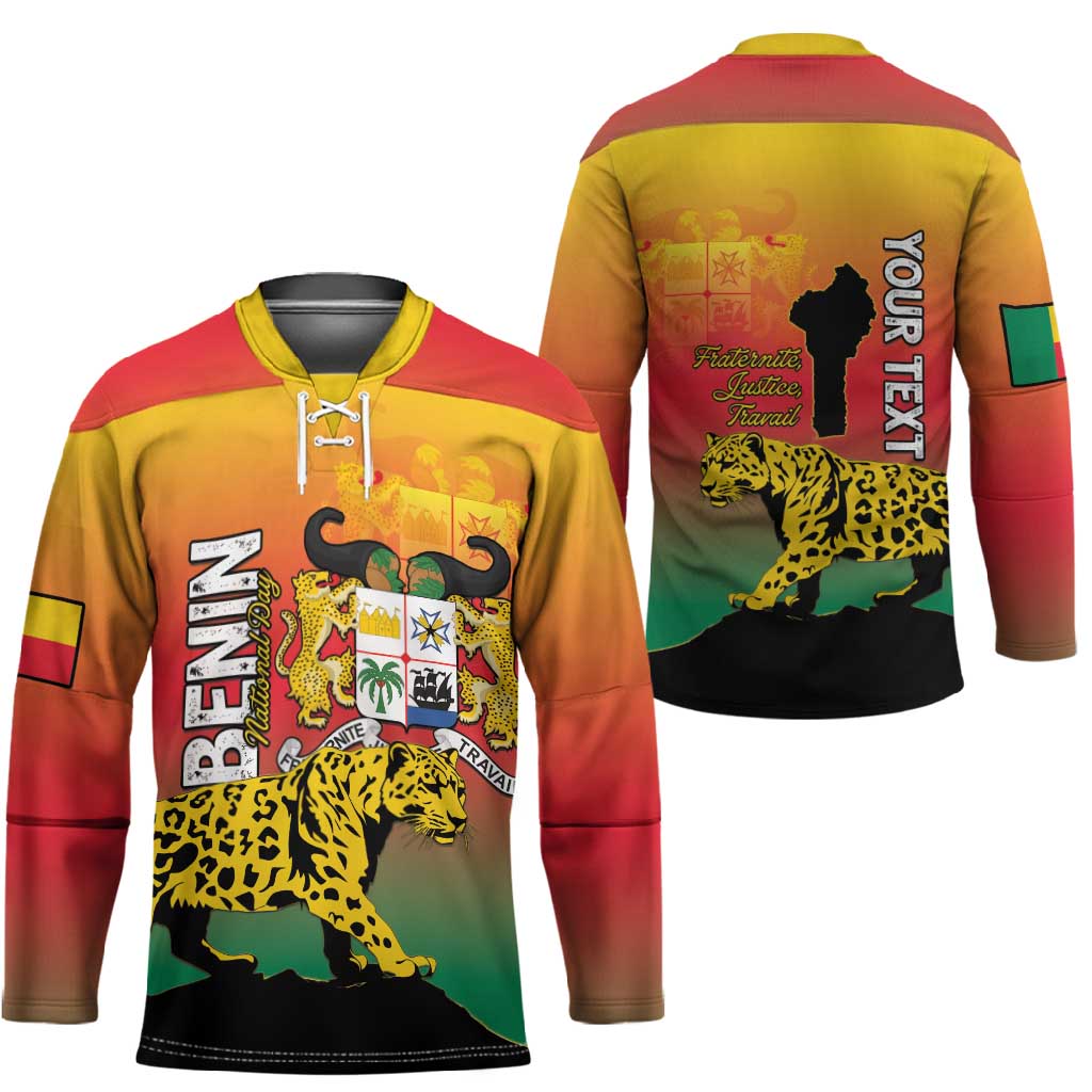 Personalized Benin National Day Hockey Jersey Leopard With Coat Of Arms