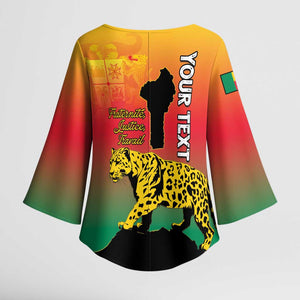Personalized Benin National Day Kimono Sleeve Blouse Leopard With Coat Of Arms