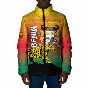 Personalized Benin National Day Padded Jacket Leopard With Coat Of Arms