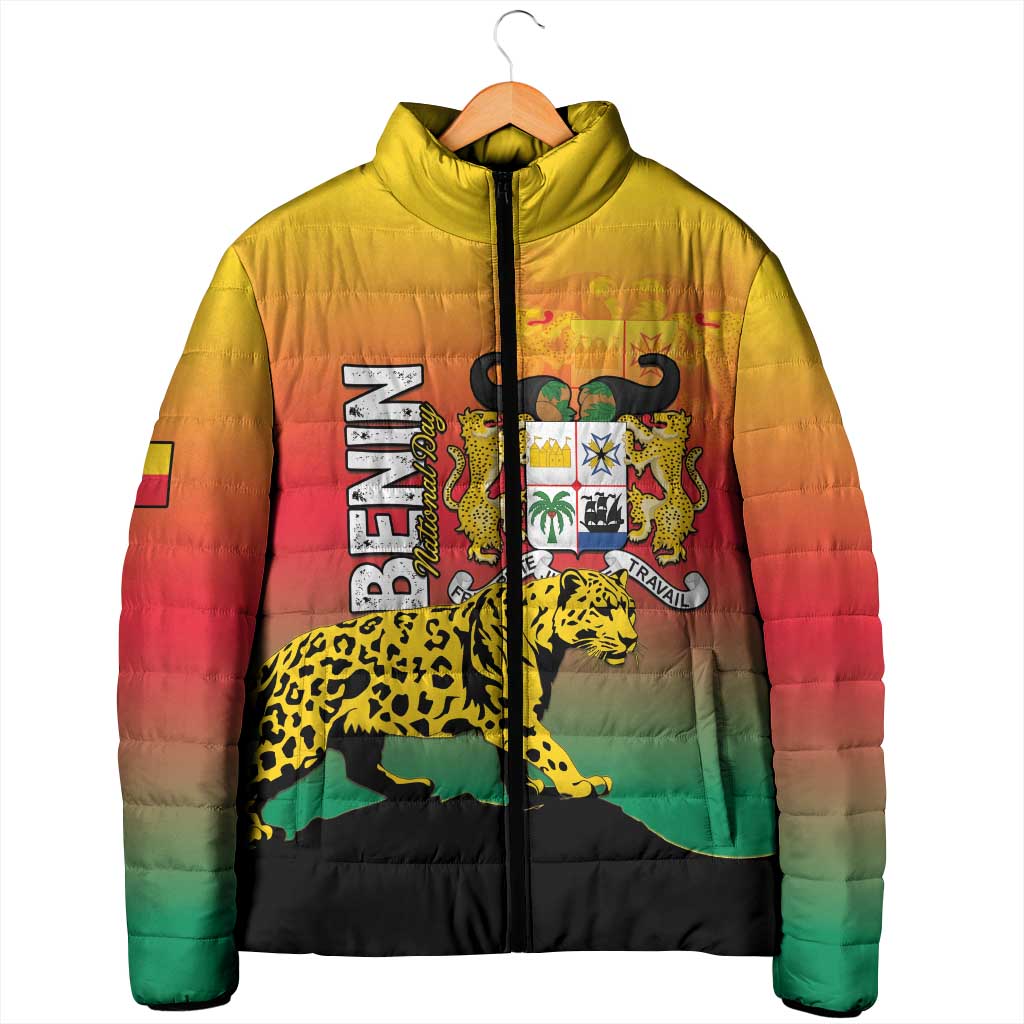 Personalized Benin National Day Padded Jacket Leopard With Coat Of Arms