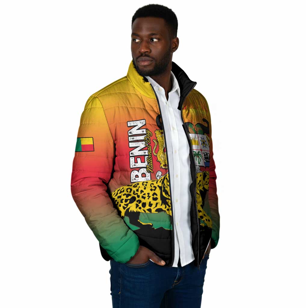 Personalized Benin National Day Padded Jacket Leopard With Coat Of Arms