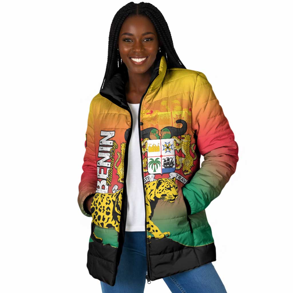 Personalized Benin National Day Padded Jacket Leopard With Coat Of Arms