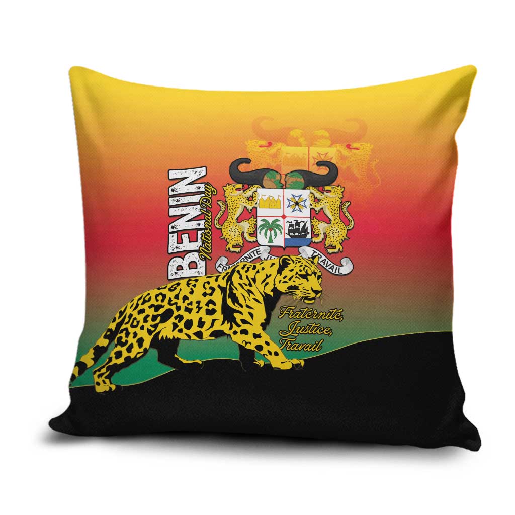 Benin National Day Pillow Cover Leopard With Coat Of Arms