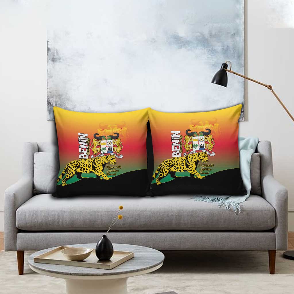 Benin National Day Pillow Cover Leopard With Coat Of Arms