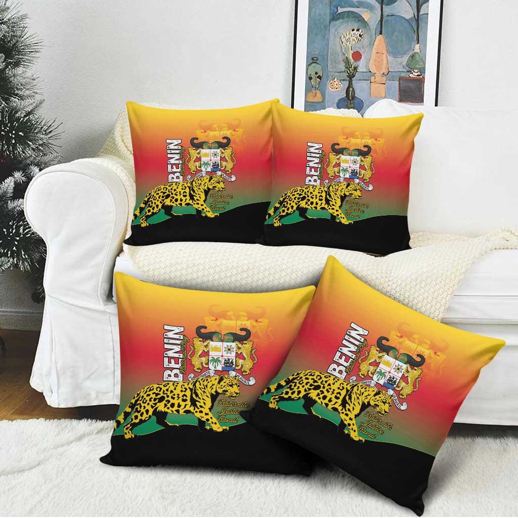 Benin National Day Pillow Cover Leopard With Coat Of Arms