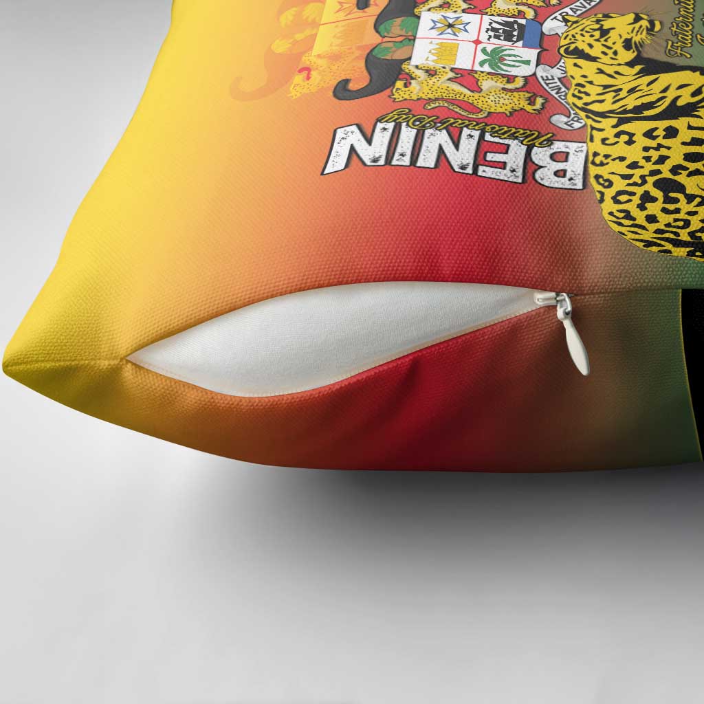 Benin National Day Pillow Cover Leopard With Coat Of Arms