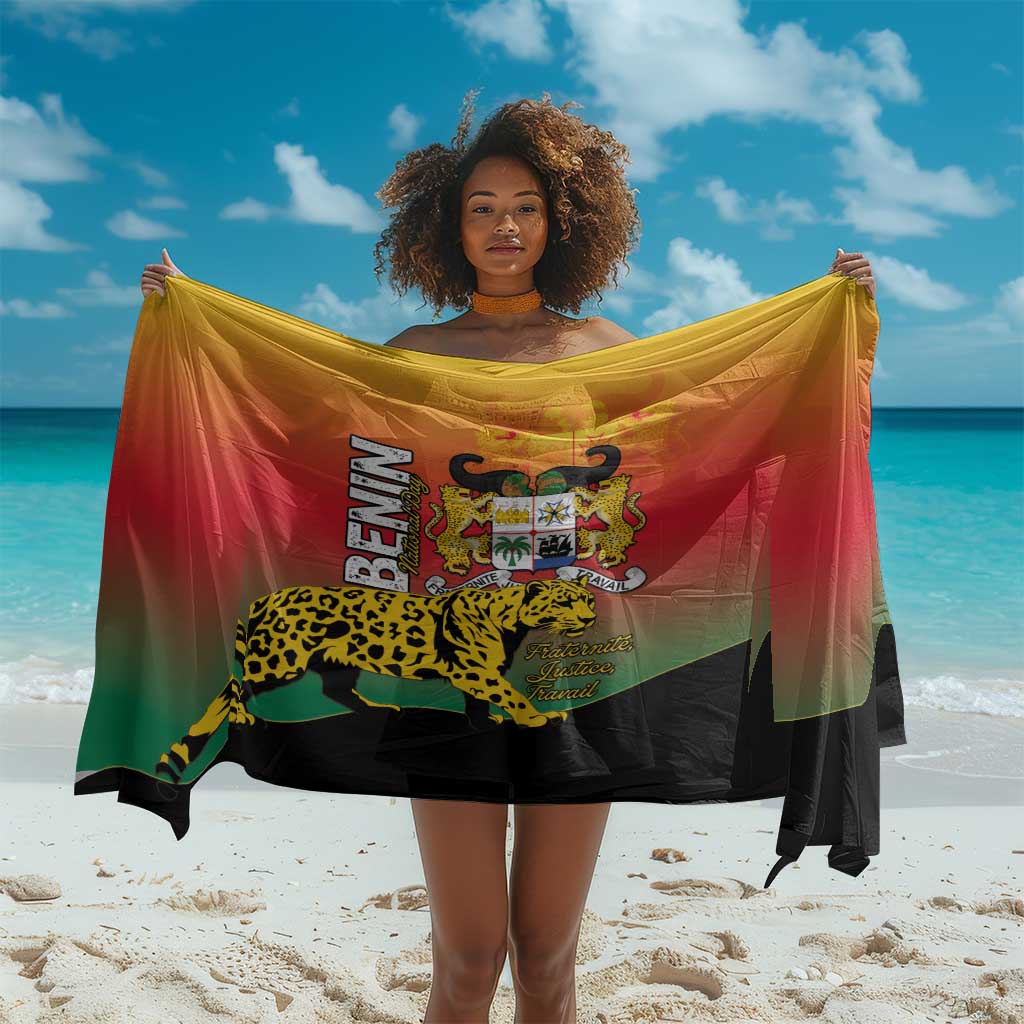 Benin National Day Sarong Leopard With Coat Of Arms - African Pride