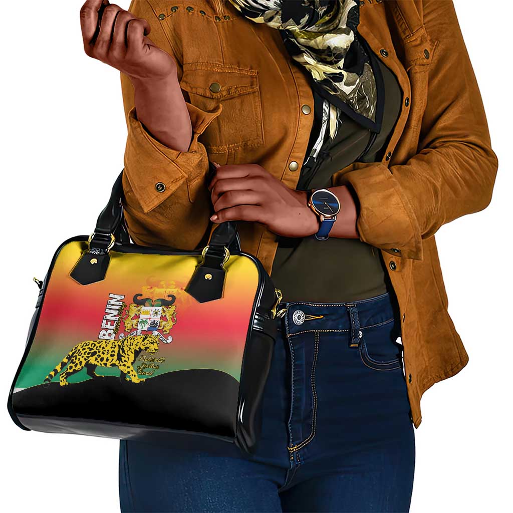 Benin National Day Shoulder Handbag Leopard With Coat Of Arms - African Pride