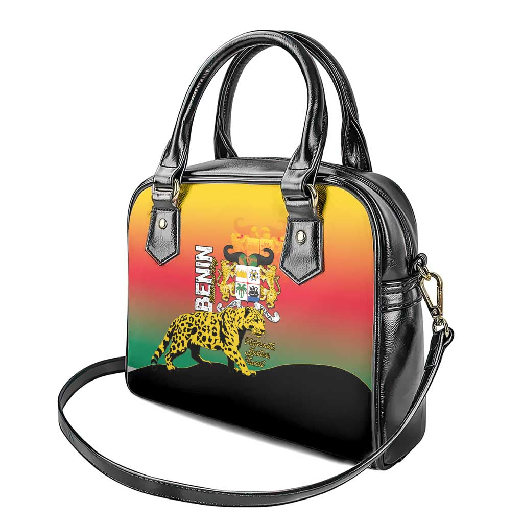 Benin National Day Shoulder Handbag Leopard With Coat Of Arms - African Pride