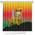 Benin National Day Shower Curtain Leopard With Coat Of Arms - African Pride