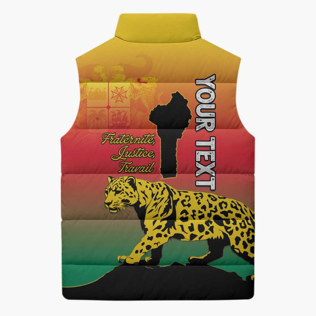 Personalized Benin National Day Sleeveless Puffer Jacket Leopard With Coat Of Arms