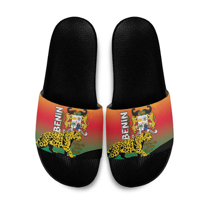 Benin National Day Slide Sandals Leopard With Coat Of Arms