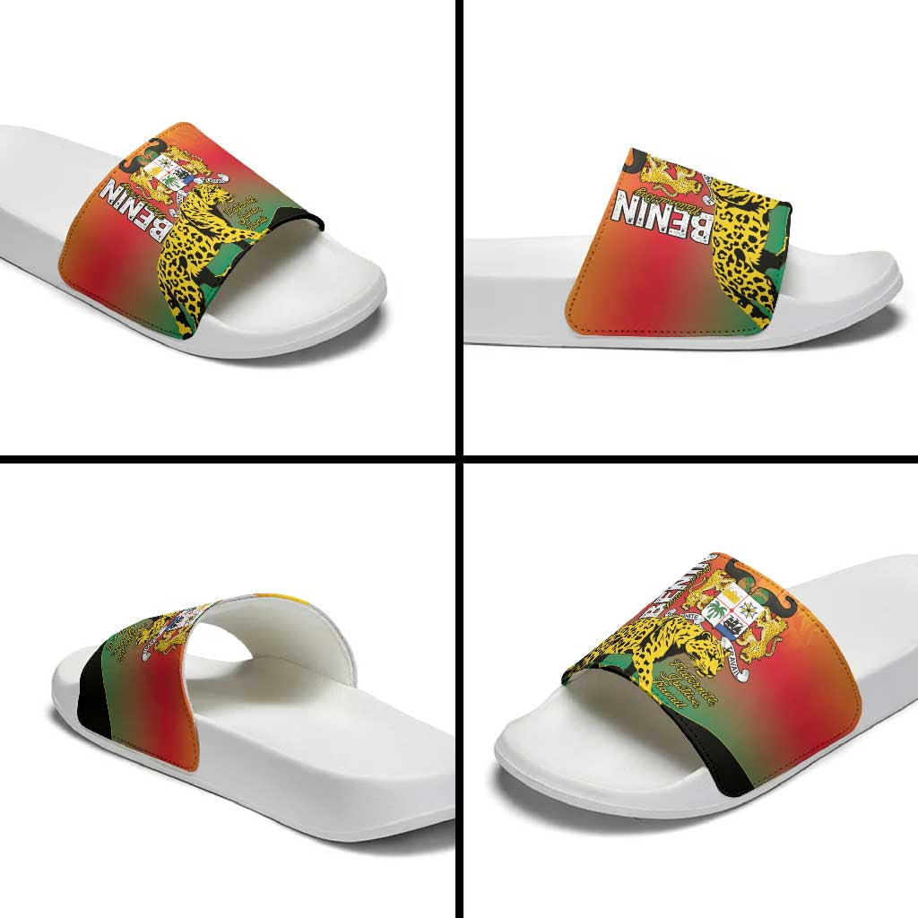 Benin National Day Slide Sandals Leopard With Coat Of Arms