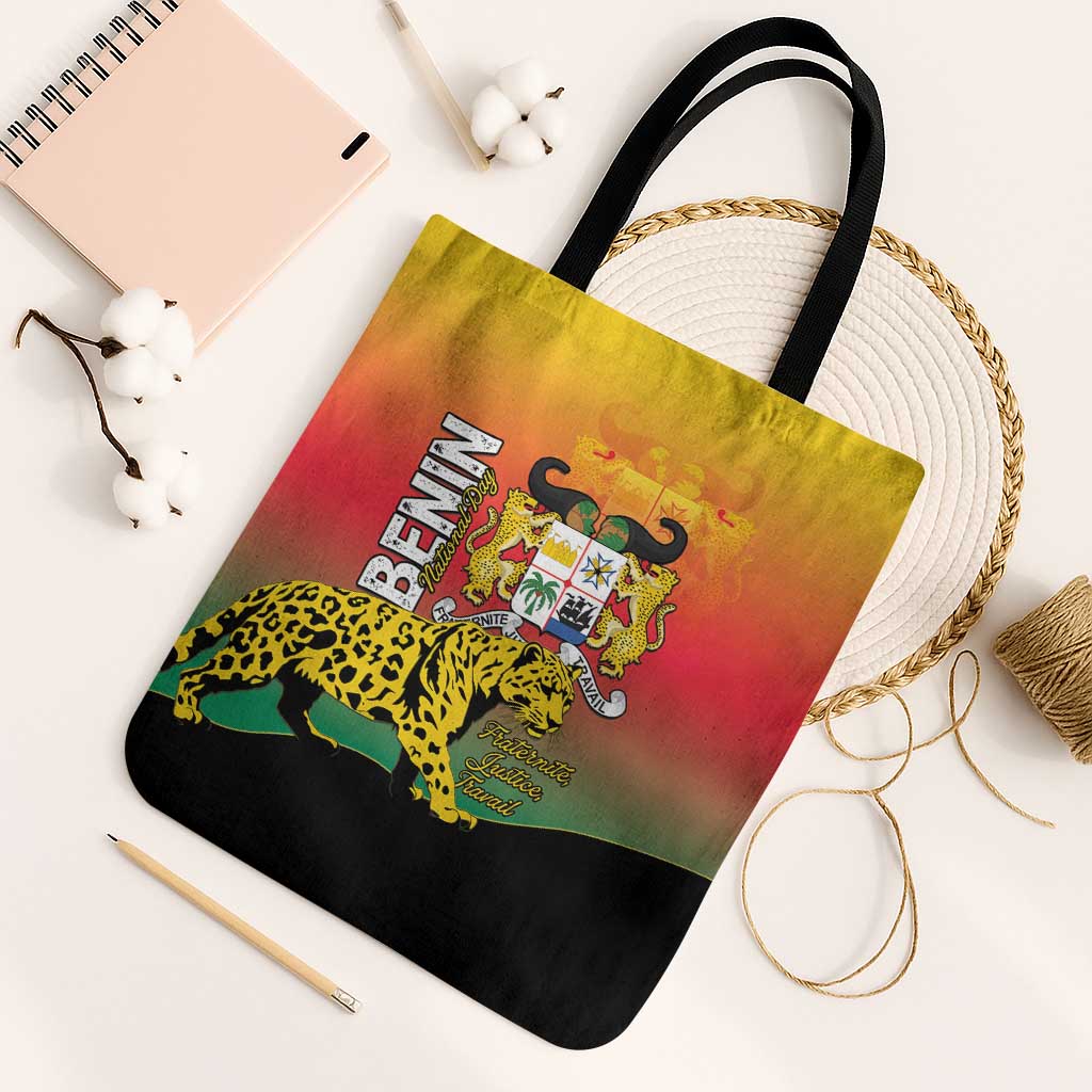 Benin National Day Tote Bag Leopard With Coat Of Arms
