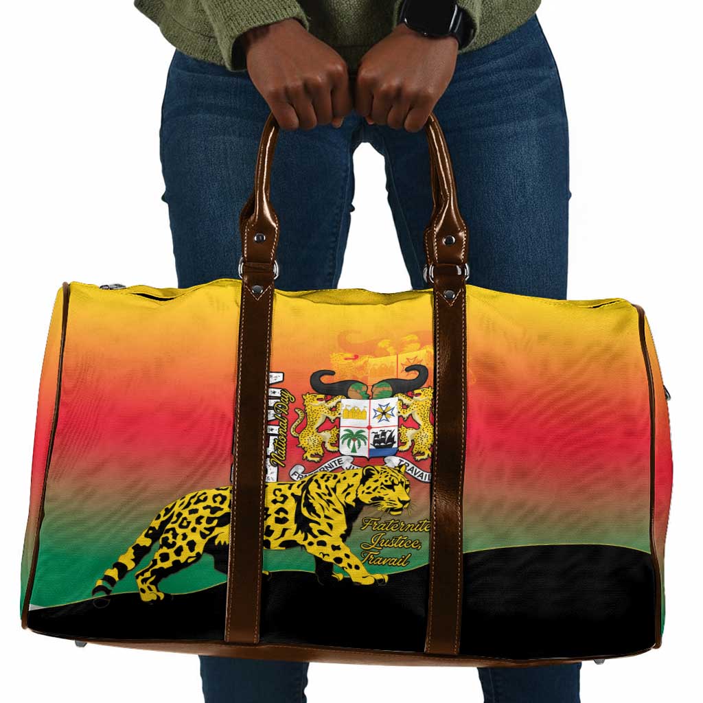 Benin National Day Travel Bag Leopard With Coat Of Arms