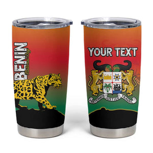 Personalized Benin National Day Tumbler Cup Leopard With Coat Of Arms - African Pride