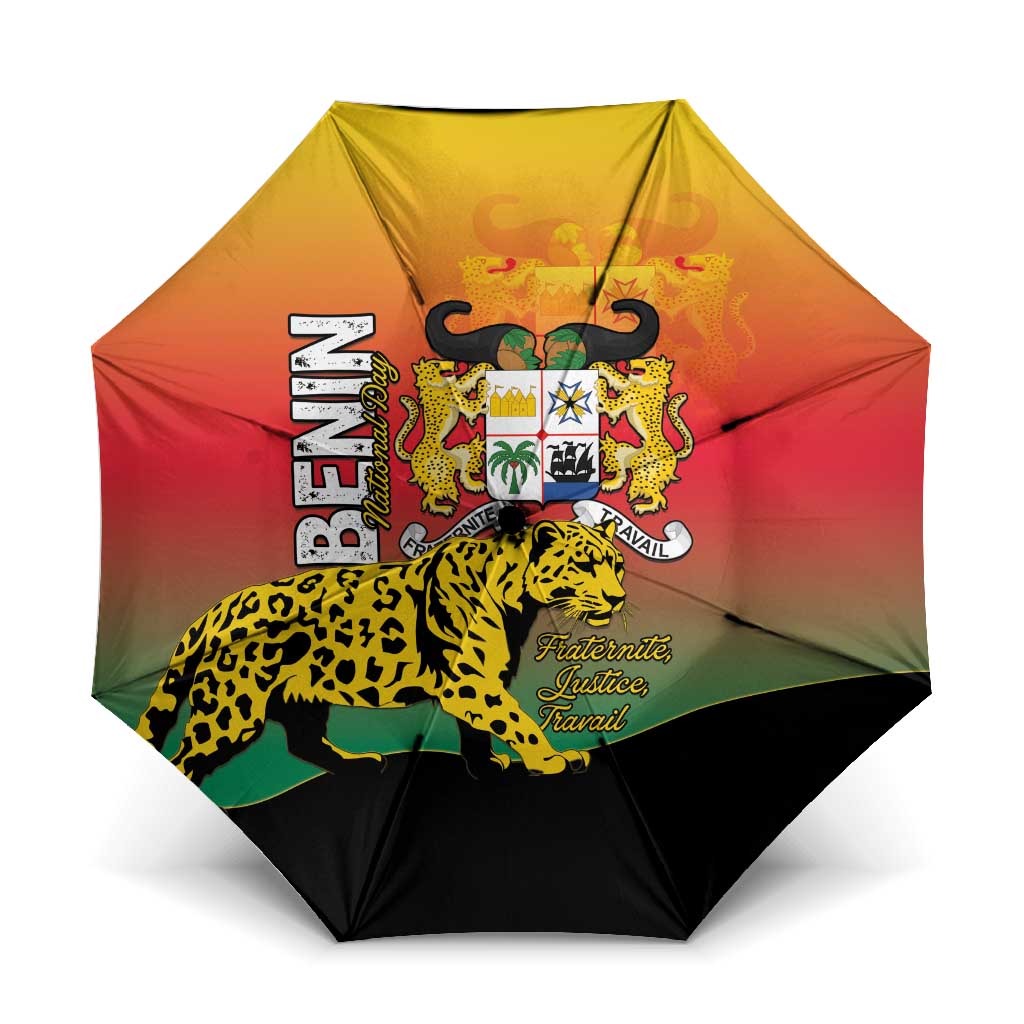 Benin National Day Umbrella Leopard With Coat Of Arms