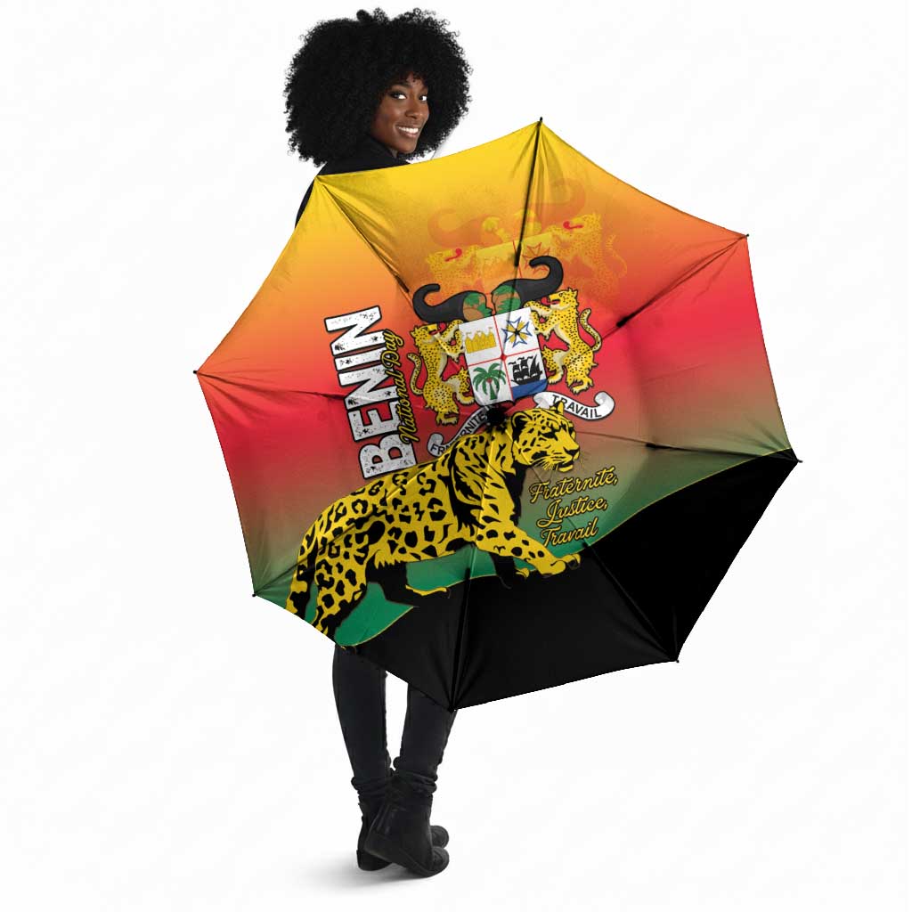 Benin National Day Umbrella Leopard With Coat Of Arms